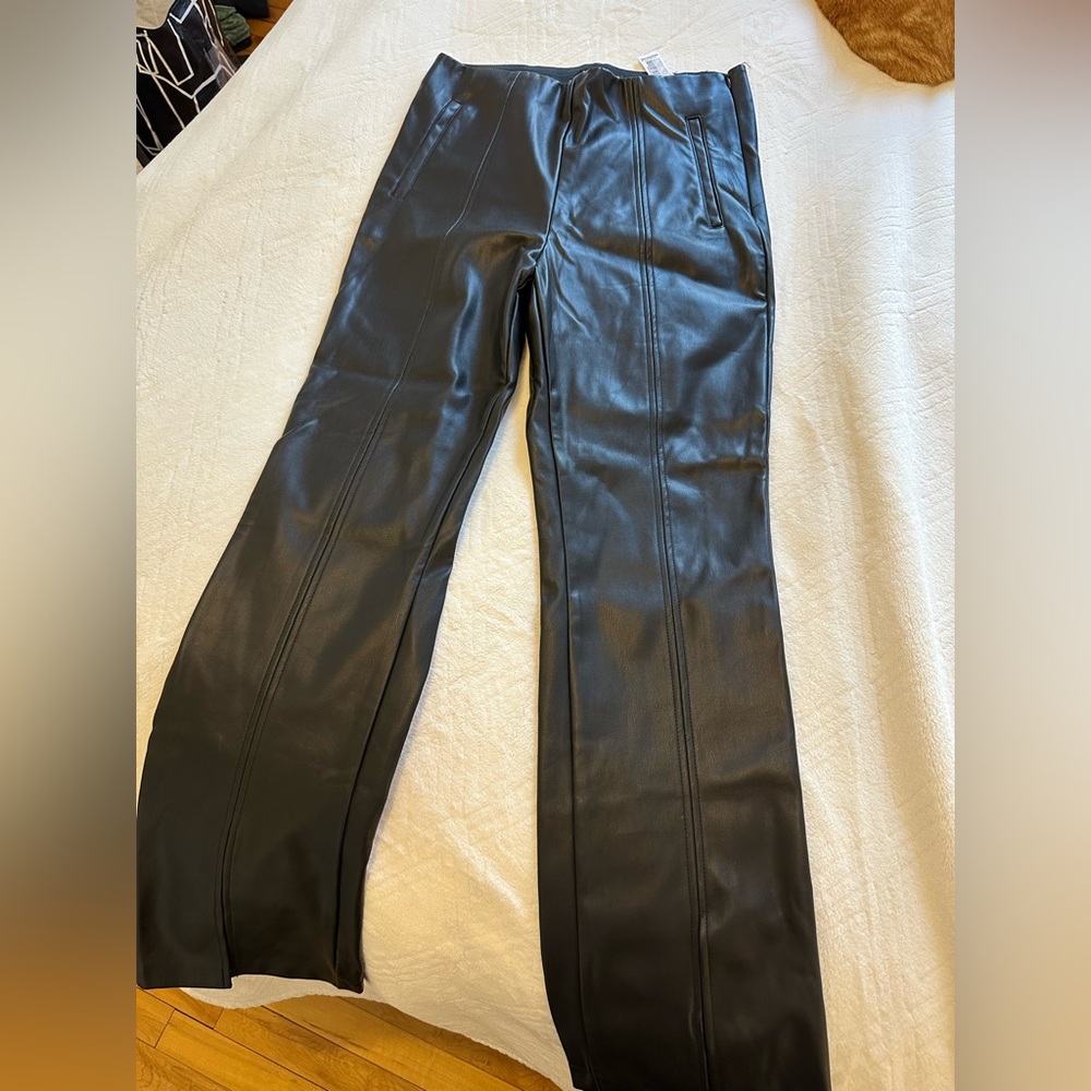Stradivarius Split Hem Leather Pants